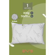 Eve Tekstil Bamboo Gri Serisi Kılıflı Antialerjik Fermuarlı Yıkanabilir Silikon Elyaf Yastık 50x70cm 800 Gr