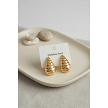 316l Çelik Gold Renk Vintage Damla Model Küpe 11024558