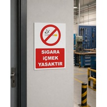 İş Güvenliği Uyarı Levhası Sigara İçmek Yasaktır 15 X 20 Cm Beyaz 15 X 20 Karbonnm2061