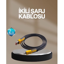 Mey İthalat Hızlı Şarj Destekli 65w Örgülü Usb-c Ve Usb-a Çoklu Şarj Kablosu