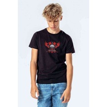 Theater Metal Rock Muzik Baskılı Unisex Çocuk Siyah T-Shirt