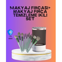 Usb Şarjlı Makyaj Fırçası Temizleyici + Profesyonel Fırça Seti
