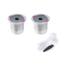 Hfambition Paslanmaz Çelik Yeniden Kullanılabilir Kahve Filtresi - 2'li K Cup Seti Ve Fırça İlaveli Gümüş