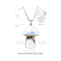 Erilsa Sertifikalı Mantar Model Havlit Taşı Kolye - Gümüş Aparatlı Çok Renkli