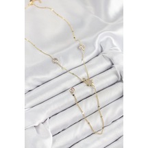 Pirinç Zirkon Taşlı Kutup Yıldızı Model Gold Renk Y Kolye Altın - Beyaz 03546418