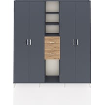 Arges Dolap 15 Raflı 2 Çekmeceli 4 Kapaklı 220x30x243 Antrasit-antrasit/çam Antrasıt/atlas Çam