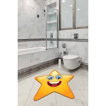 Sarı Smiley Banyo Halısı Klozet Yıldız Paspas Seti Bs306n11