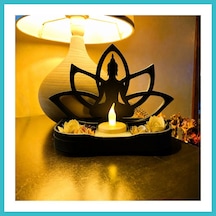 Bezos 3d Baskı Lotus Buda Mumluk - Dekoratif Tealight Mumluk-siyah Dfnbez