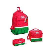 Coral High Kids Kırmızı Yeşil Karpuz Desenli 3'lü Okul Çanta Seti Set0114428 - Erkek Çok Renkli