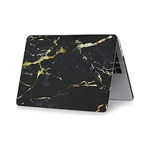Macbook Pro 13 İnç Kılıf A1425 A1502 Uyumlu Sert Kapak Hard Case Koruyucu Retina 13 Laptop Kılıfı Siyah Mermer Desenli İnce Hafif Tam Koruma Siyah