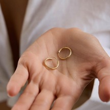 14k Altın Halka Küpe 1,2 Mm 1.5 Cm Gizli Kilit T14304 Renkli