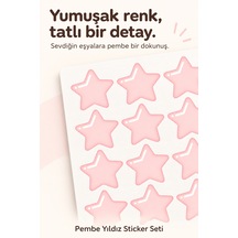 54 Adet Pembe Yıldız Sticker Seti Sevimli Yıldız Çıkartma, Defter Ajanda Hediye Paketi Ve Dekorasyon Sticker Çok Renkli