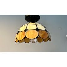 Yüceeller Tavan Vitray Avize 30 Cm 12" Kahverengi