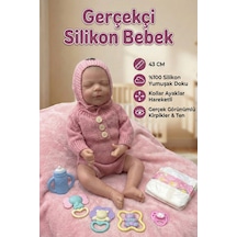 Gerçekçi Et Bebek 43 Cm Uyuyan Bebek - %100 Silikon Dokulu Aksesuarlı Reborn Oyuncak