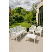 Lara 3+1+1 S Bahçe Balkon Teras Oturma Grubu Mindersiz - Beyaz