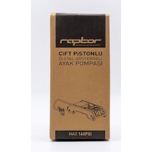 Raptor J44b-06 Çift Pistonlu Dijital Göstergeli Ayak Pompası Yüksek Basınçlı Bisiklet Pompası