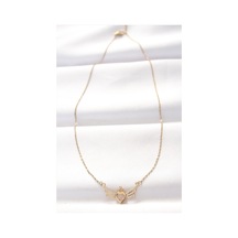 Forwhat Zarif Kadın İçin Golden Çelik Zirkonlu Kalpli Kanat Kolye Metalik