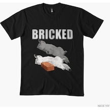 Flood Of Style Bricked Komik Kedi Knocked Out T-shirt Erkekler Kadınlar Için % 100% Pamuk T Shirt Kısa Kollu Siyah