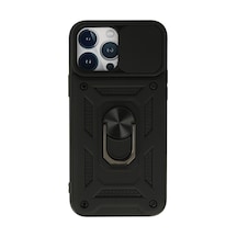 Apple iPhone Uyumlu  13 Pro Max Kılıf Pars Lens Yüzüklü Silikon -  Siyah