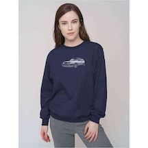 Volkswagen Golf Iı Gtı Baskılı Indigo Mavi Kadın Sweatshirt