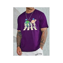 Medinenur Astronot Baskılı Kadın Tshirt Mor