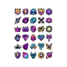 30 Adet Neon E-spor Sticker Seti - Laptop Telefon Kılıf İçin Çok Renkli