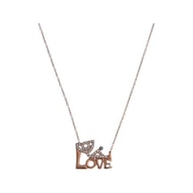 925 Ayar Gümüş Love Rose Pembe Altın Gümüş Kolye