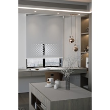 Lazer Kesim Mat Stor Perde, Lazer Kesimli Modern Serisi, M-2005 Gri Renk Gri Lazer Kesim Mat Stor Perde, Lazer Kesimli Modern Serisi, M-2005 Gri Renk Gri