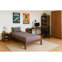 90cm X 200cm Masif Ahşap Ceviz Renk Tek Kişilik Smart Karyola 90cmx200 Cm Ceviz Renk Iskandinav