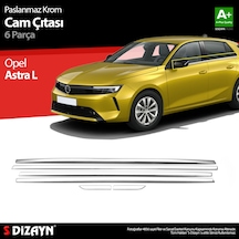 S-dizayn Opel Astra L Krom Cam Çıtası 6 Prç 2022 Üzeri