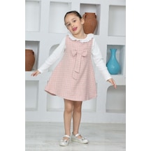 Kız Çocuk Şanel Kumaş 2'li Elbise Elbise+bady Bluz 12174 Gülkurusu