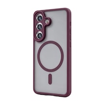 Samsung Uyumlu Galaxy A37 5g Loji Magsafe Kapak - Bordo Çok Renkli