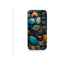 Apple Uyumlu iPhone 15 Renkli Doğal Taşlar Desenli Silikon Kılıf