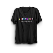 Travis Scott Astroworld Baskılı Tshirt SIYAH