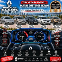 Renault Scenic 2002-2022 Uyumlu Digital Gösterge Odb Ekran Arıza Göstergesi Turbo Gösterge Hayalet Ekran