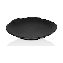 12 Adet Melamin Tatlı Tabağı Servis Tabağı - Bulaşık Makinesinde Yıkanabilir Mat Siyah 28 Cm