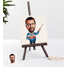 Kişiye Özel Erkek Öğretmen Karikatürlü Şovaleli Doğal Taş-4