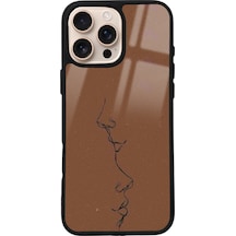 Apple Uyumlu iPhone 16 Pro Max Kahve Silüet Tasarımlı Glossy Telefon Kılıfı Çok Renkli