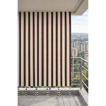 Kahve-krem Balkon Perdesi Kornişli Bağcıklı Su Geçirmez Dış Mekan Dayanıklı Modern Balkon Brandası Kahverengi-krem