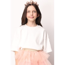 Le Mabelle Ekru Oversize Kısa Kollu Çocuk Tişört Ekru