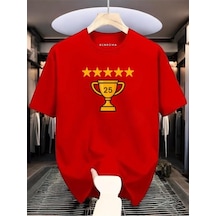 Şampiyonluk Baskılı Unisex Tişört Kirmizi Şampiyonluk Baskılı Unisex Tişört Kirmizi