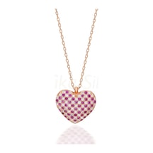 Kuyumcudukkani Pembe Taşlı"kalp" Figürlü Kolye-20663-r-mıx Rose Gold