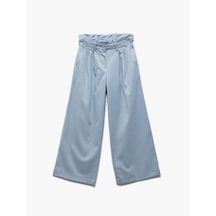 Koton Beli Lastikli Pile Detaylı Çizgili Bol Paça Pantolon Mavi Çizgili 5skg40069aw Mavi Çizgili Mavi