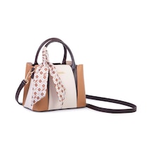Nas Bag Şık Fularlı Mini El Ve Omuz Çantası Krem Camel Calven Nas Bag Şık Fularlı Mini El Ve Omuz Çantası Krem Camel Calven