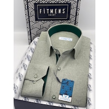 Klasik Uzun Kol Keten Cotton Hediye Kutulu Erkek Gömlek Fs-001261 - Yeşil-2887