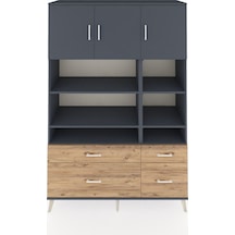 Hyperion Dolap 10 Raflı 4 Çekmeceli 3 Kapaklı 132x44x195 Antrasit-antrasit/çam Antrasıt/atlas Çam