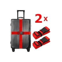 Valiz Kemeri Siyah Ekstra Emniyet Kilitli Tokalı Ayarlanabilir Bavul Kemeri 2 Adet X 200cm Kırmızı