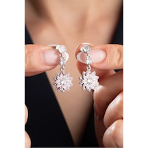 Çekirdekjewelry 925 Ayar Gümüş Lotus Çiçeği Küpe Gri