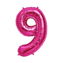 100 CM Pembe 9 Rakam Folyo Balonu. Sayı Büyük Boy Helyumla Uçan