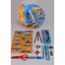 X Dekomus Lisanslı Hotwheels 13 Parça Kırtasiye Seti Makas,metal Kalem Kutusu,cetvel,kalem Altın